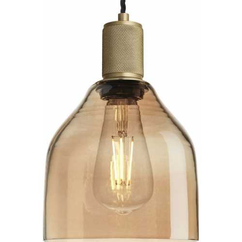 Industville Knurled Tinted Glass Cone Pendant Light - Amber