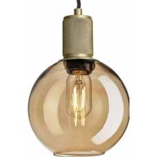 Industville Knurled Tinted Glass Globe Pendant Light - 7 Inch - Amber