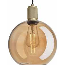 Industville Knurled Tinted Glass Globe Pendant Light - 9 Inch - Amber