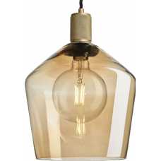 Industville Knurled Tinted Glass Schoolhouse Pendant Light - 10 Inch - Amber