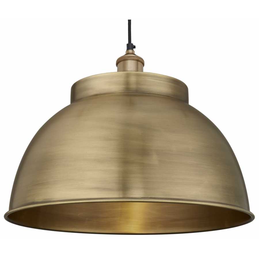 Industville Brooklyn Dome Pendant Light - 17 Inch - Brass - Brass Holder