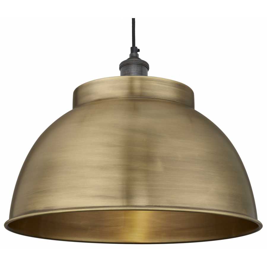 Industville Brooklyn Dome Pendant Light - 17 Inch - Brass - Pewter Holder