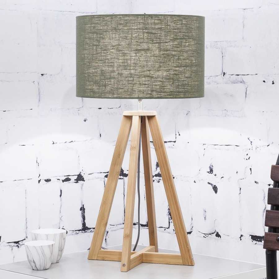 Good&Mojo Everest Table Lamp - Forest Green & Natural