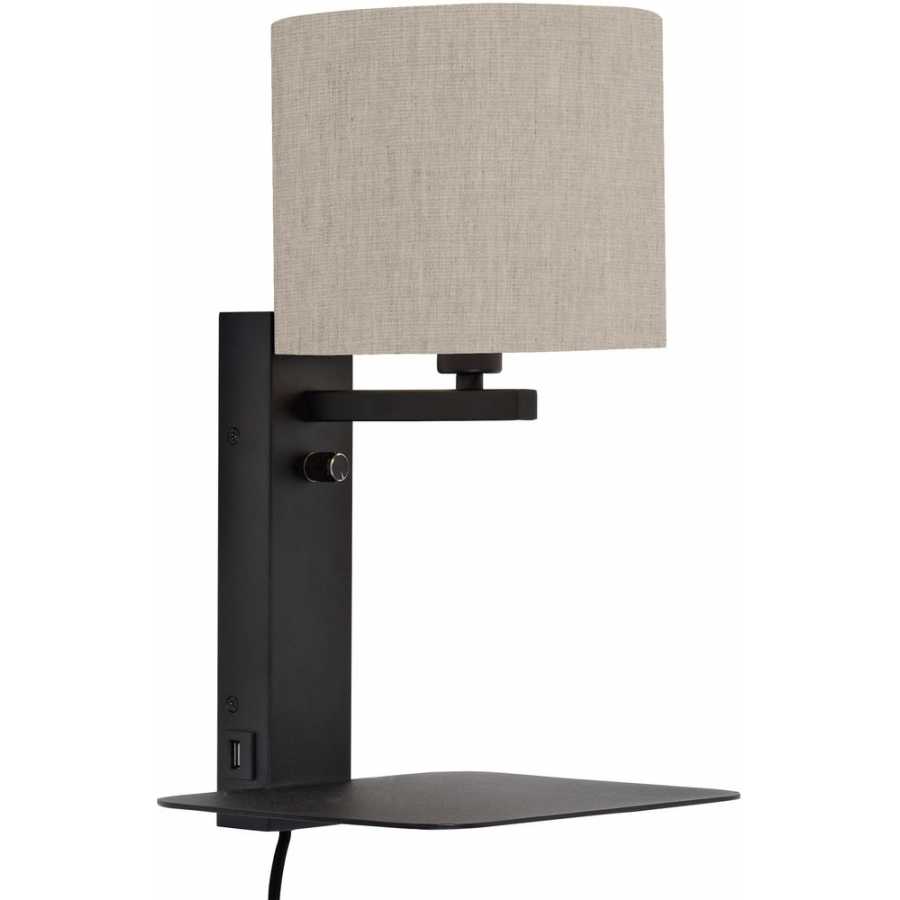 Its About RoMi Florence Wall Light With Shade - Black & Light Linen