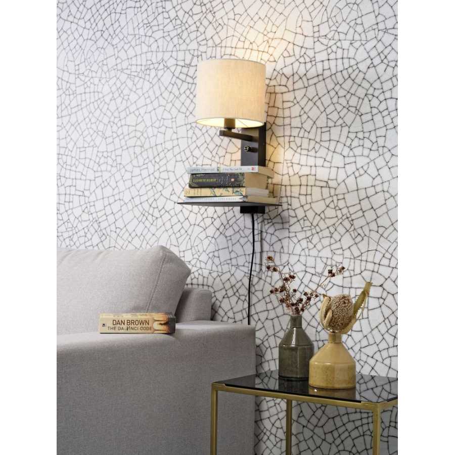 Its About RoMi Florence Wall Light With Shade - Black & Light Linen - Small