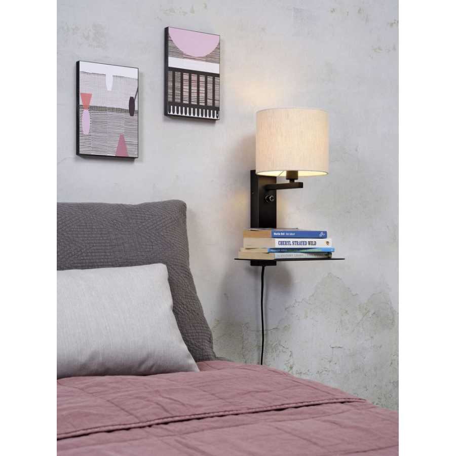 Its About RoMi Florence Wall Light With Shade - Black & Light Linen - Small