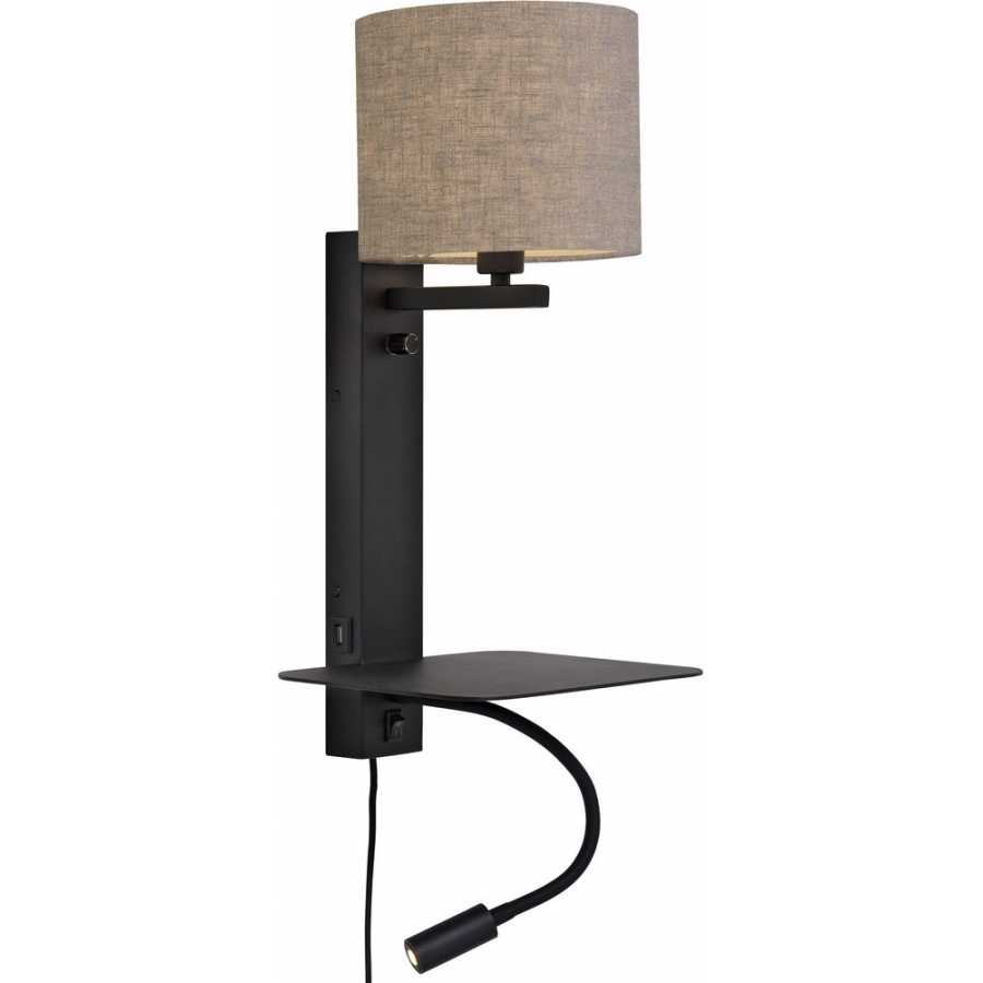 Its About RoMi Florence Wall Light With Shade - Black & Dark Linen - Large