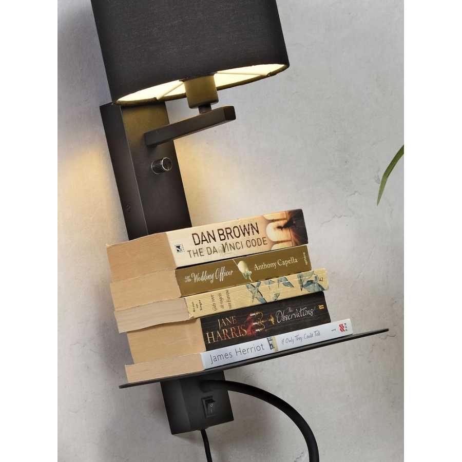 Its About RoMi Florence Wall Light With Shade - Black & Dark Linen - Large