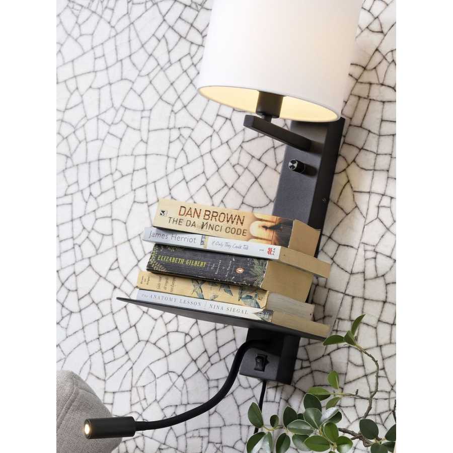Its About RoMi Florence Wall Light With Shade - Black & Light Linen - Large