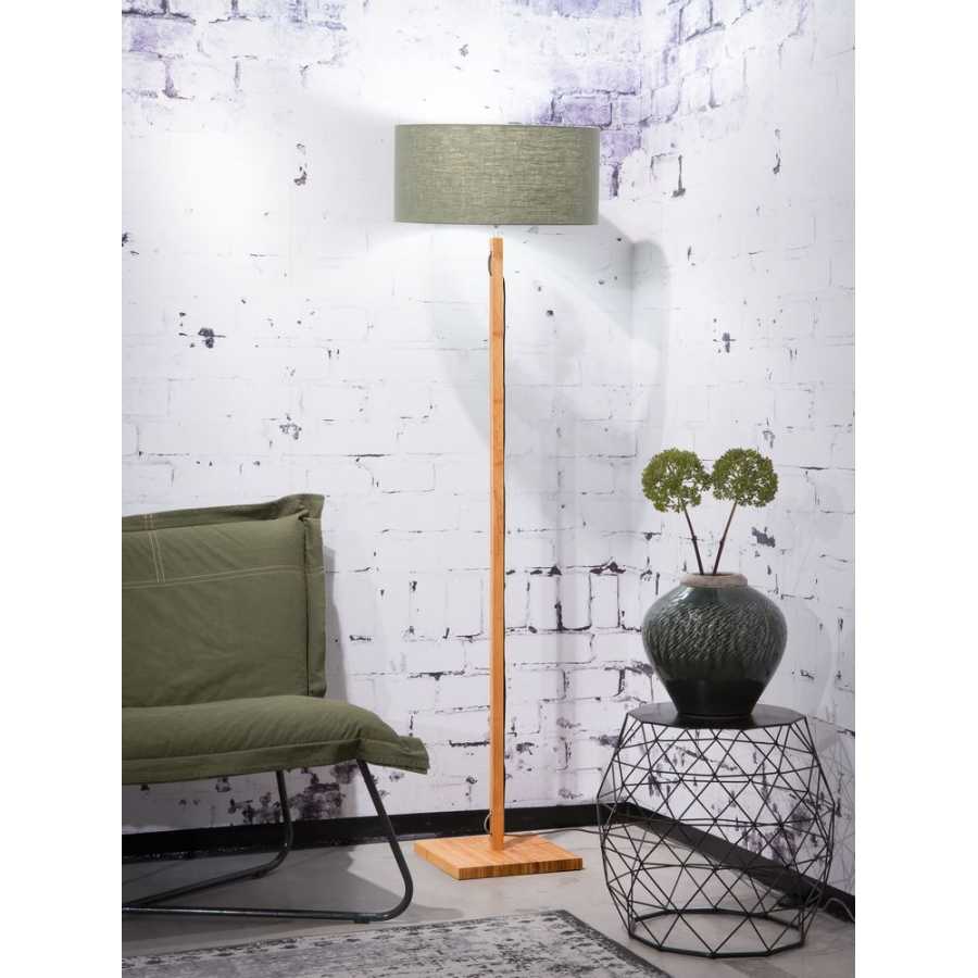 Good&Mojo Fuji Floor Lamp - Forest Green & Natural
