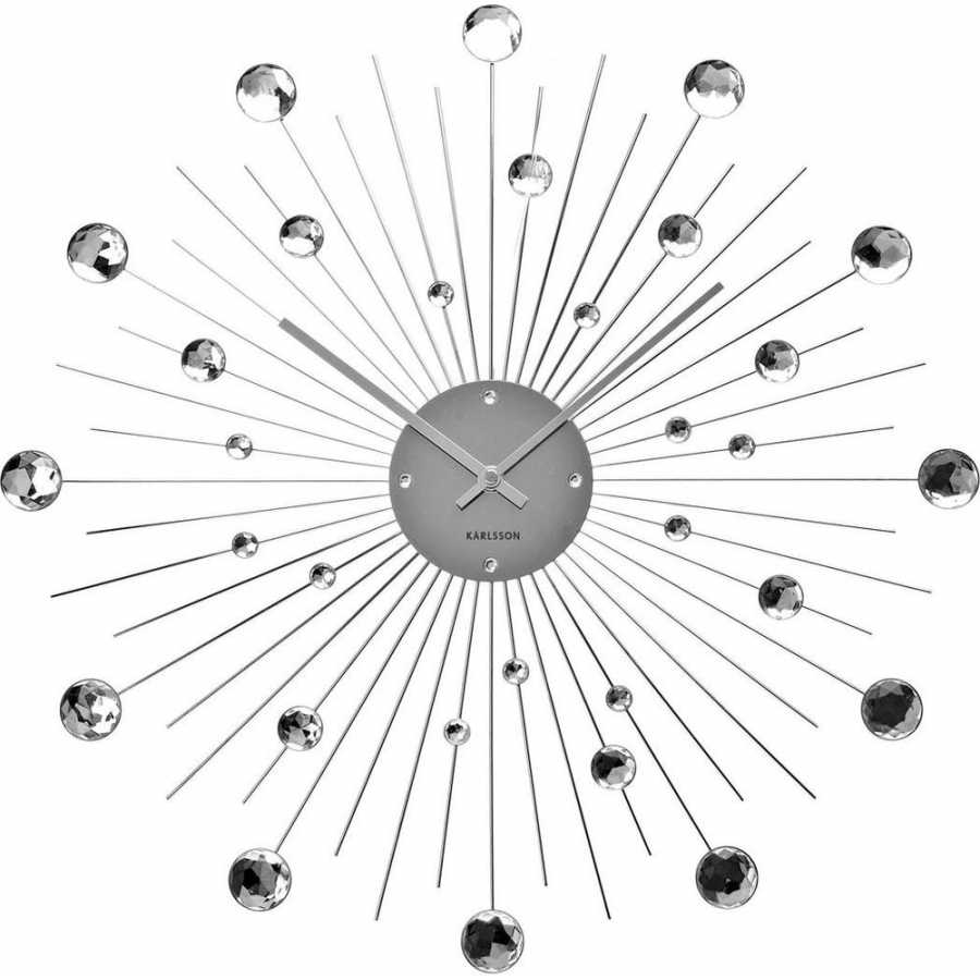 Karlsson Sunburst Wall Clock - Silver - Large