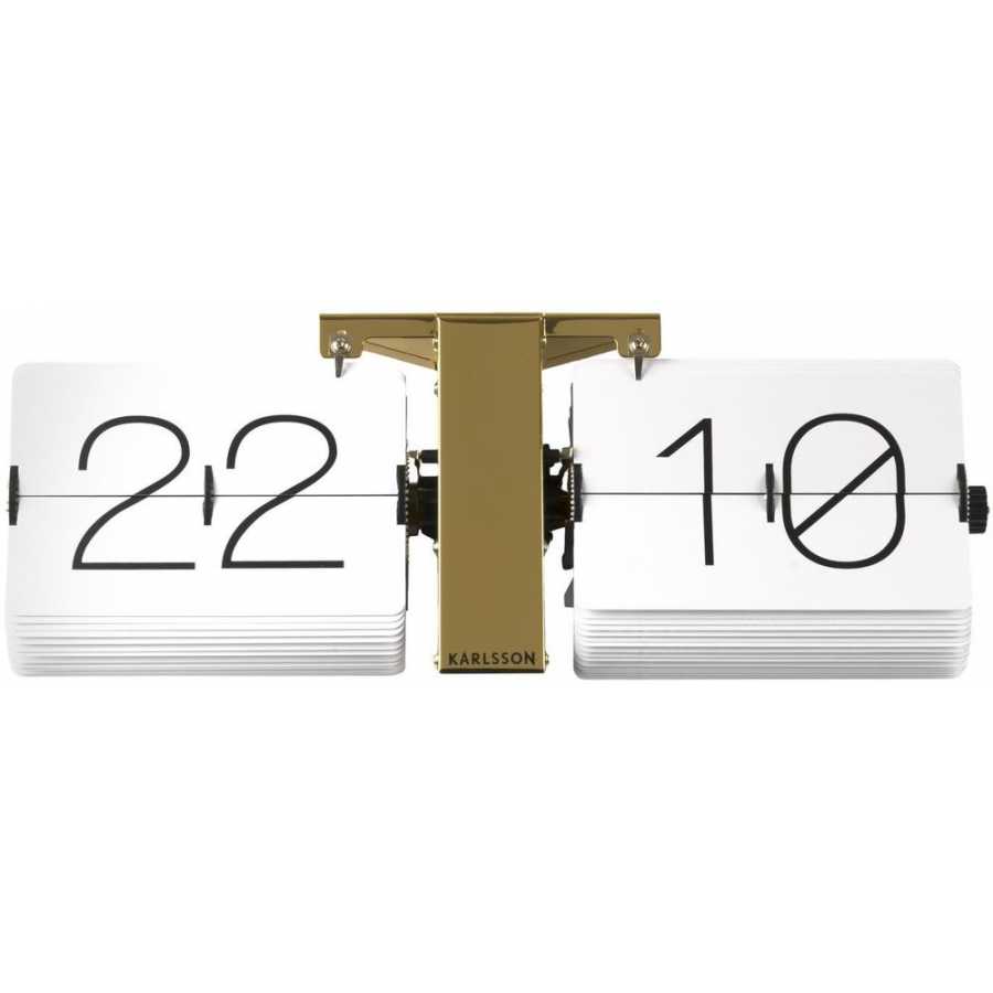 Karlsson Flip Table & Wall Clock - White & Gold