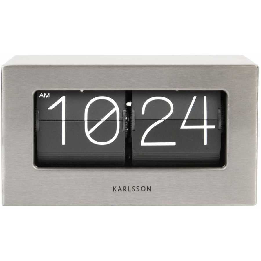 Karlsson Boxed Flip Table & Wall Clock - Brushed Steel - Small