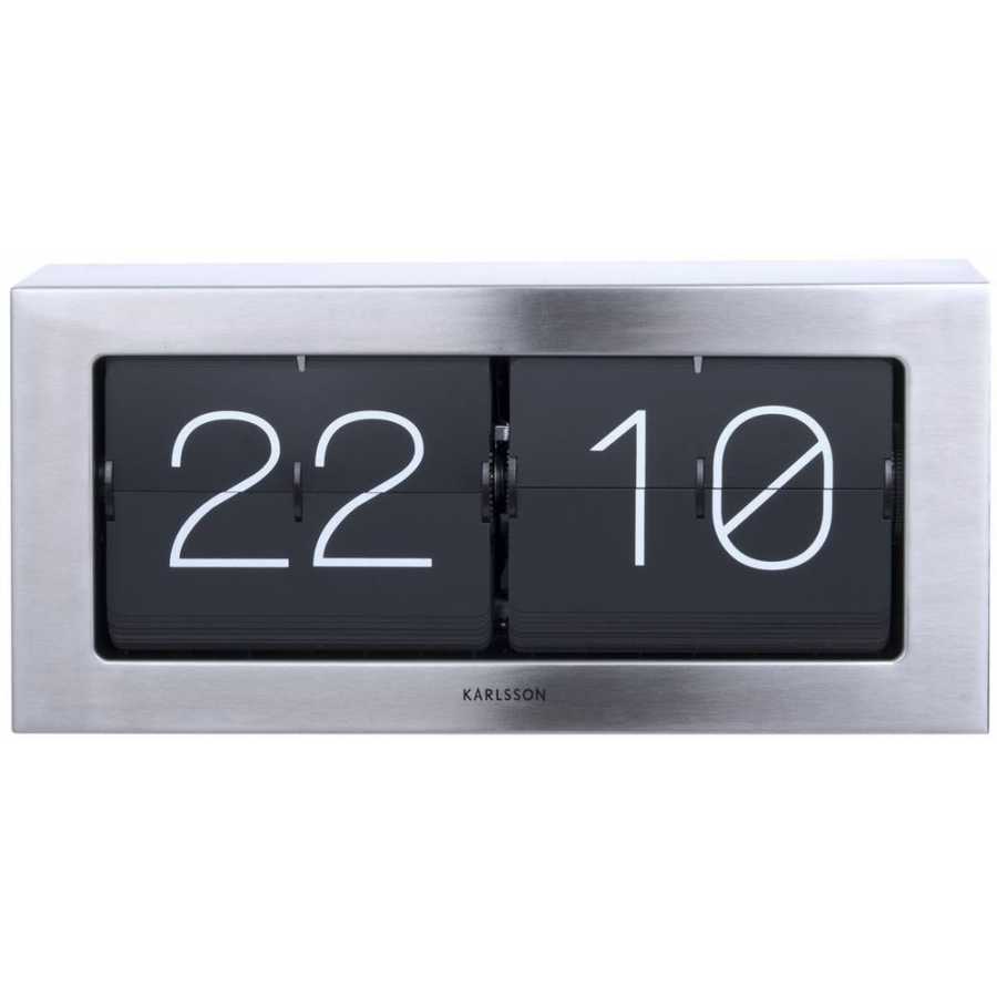 Karlsson Boxed Flip Table & Wall Clock - Brushed Steel - Large