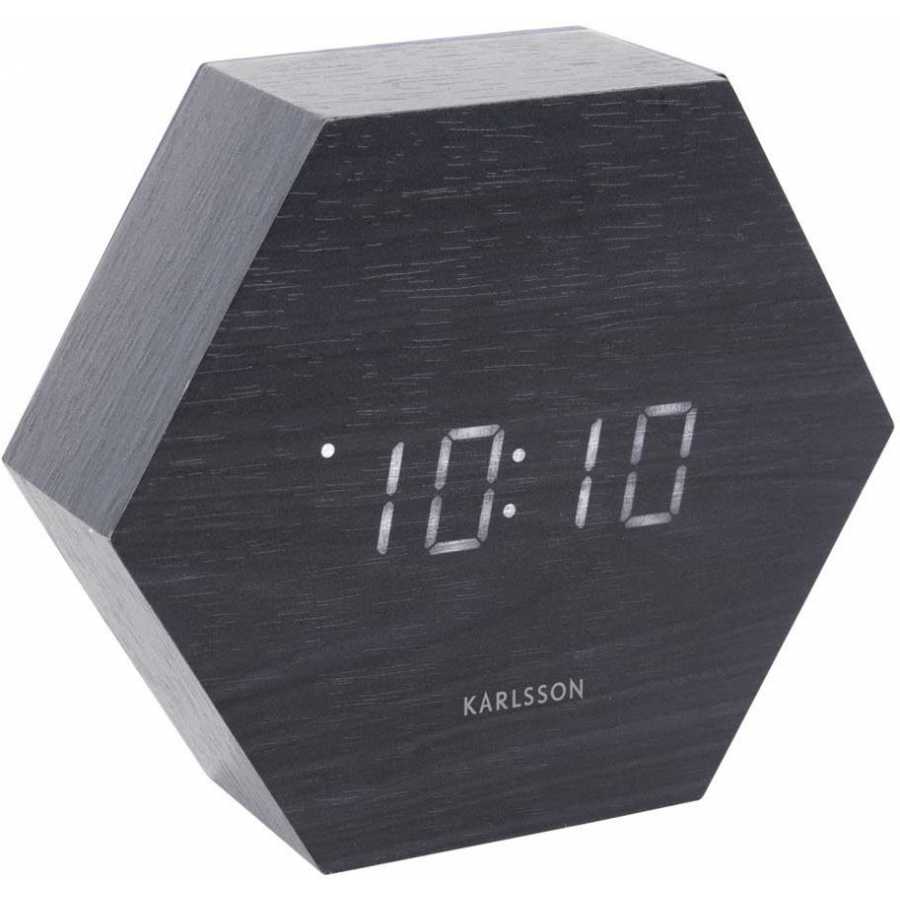 Karlsson Hexagon Alarm Table Clock - Black