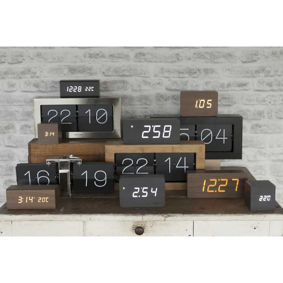 Karlsson Block Alarm Table Clock - Dark Wood