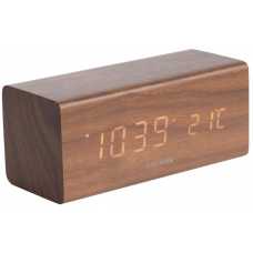 Karlsson Block Alarm Table Clock - Dark Wood
