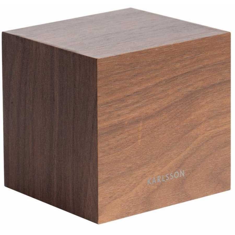 Karlsson Mini Cube Alarm Table Clock - Dark Wood