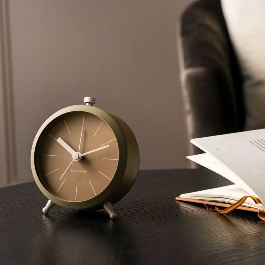 Karlsson Button Alarm Table Clock - Moss Green