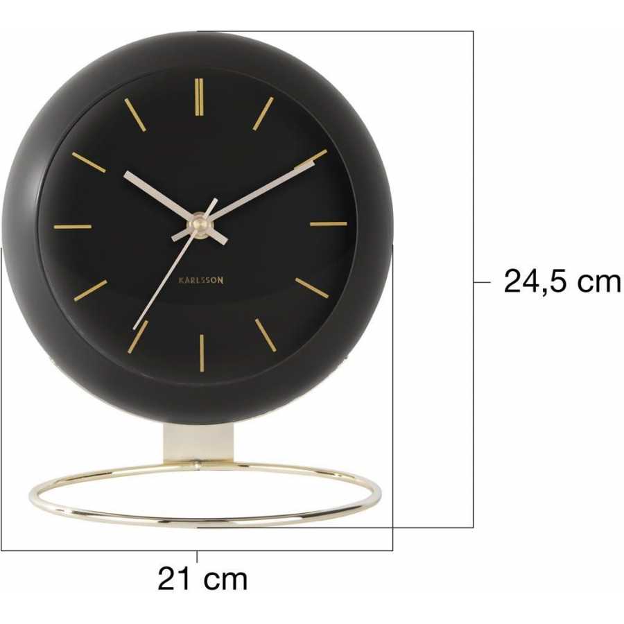 Karlsson Globe Table Clock - Black
