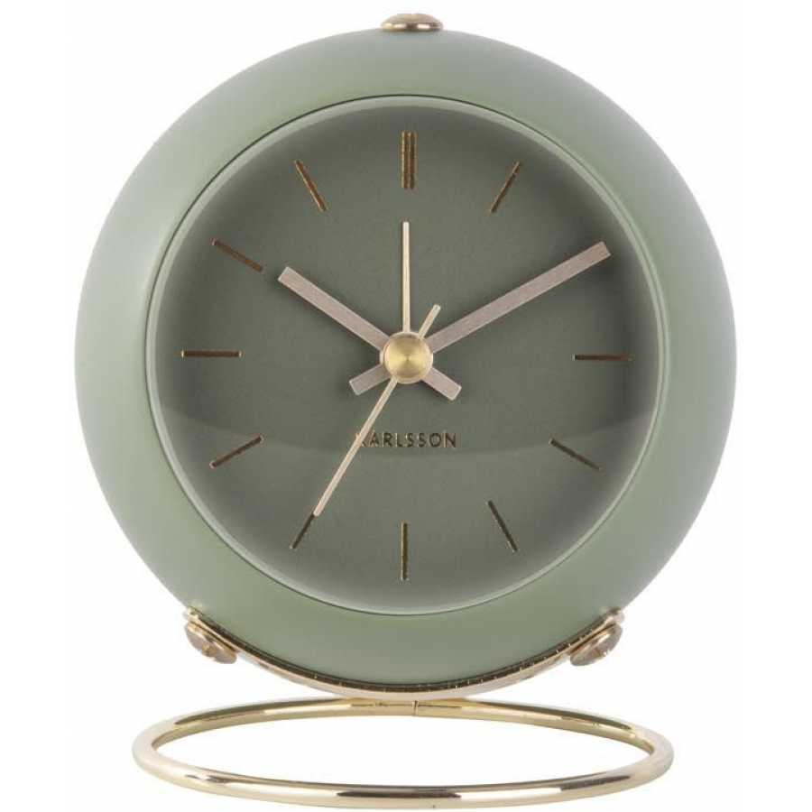 Karlsson Globe Alarm Table Clock - Moss Green