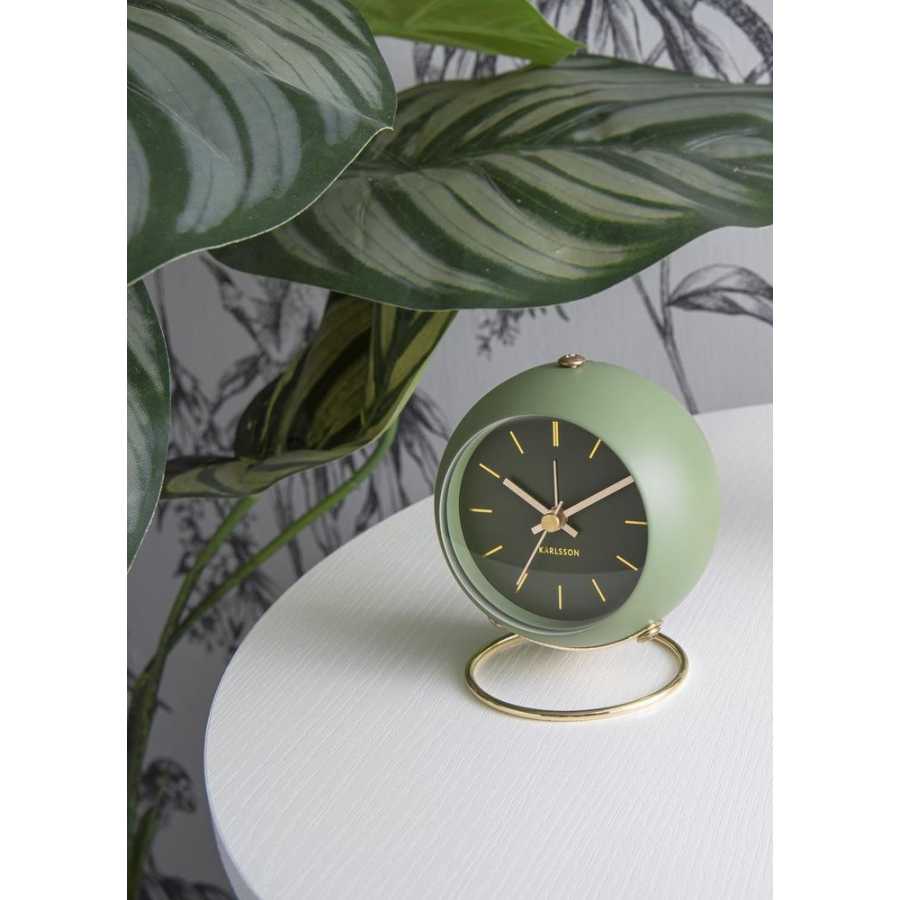 Karlsson Globe Alarm Table Clock - Moss Green