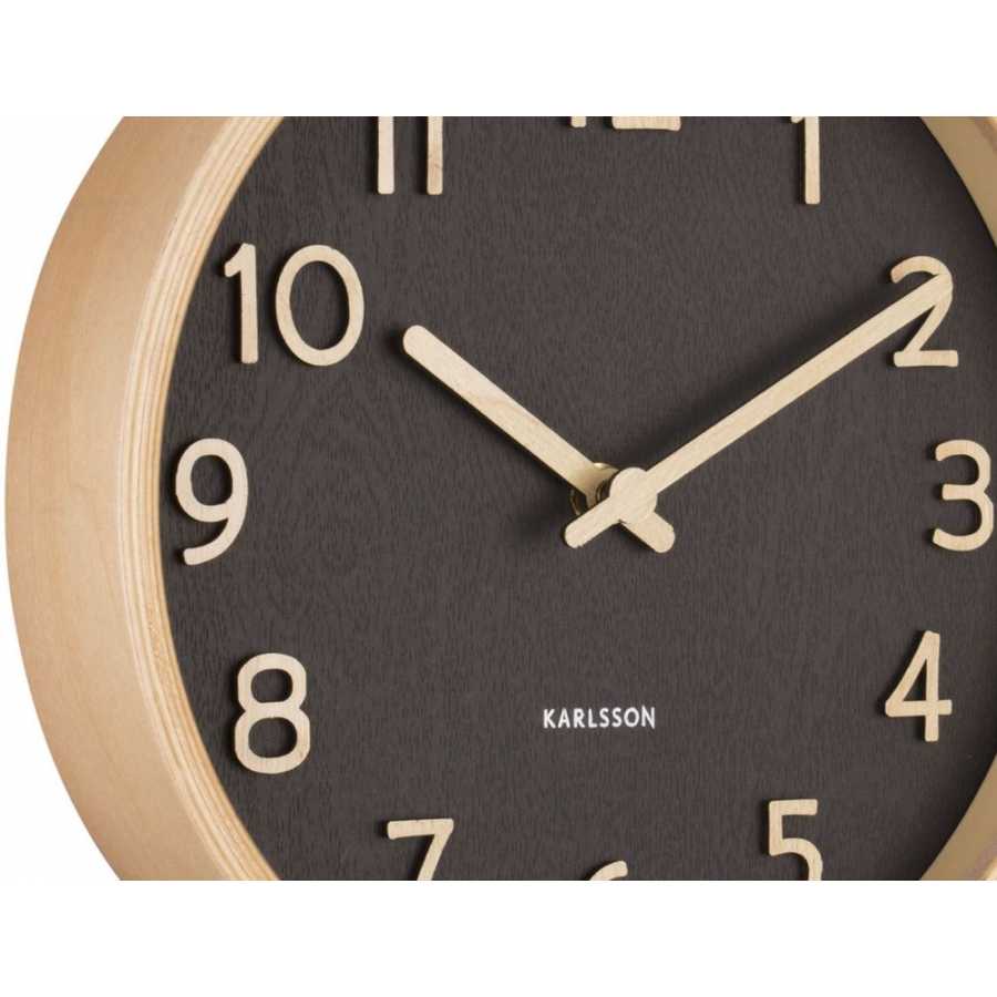 Karlsson Pure Wood Grain Wall Clock - Black - Small