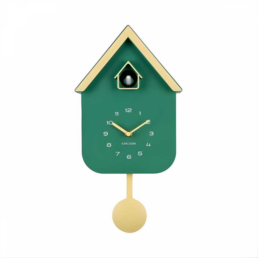 Cuckoo Wall Clock Dupla Colour - Retro Green & Soft Yellow