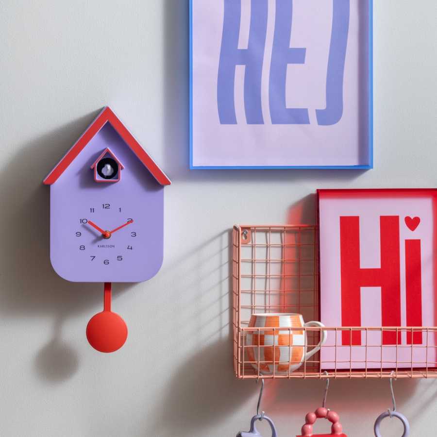 Cuckoo Wall Clock Dupla Colour - Soft Purple & Brilliant Orange