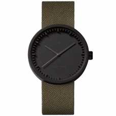 LEFF Amsterdam Tube Wristwatch D38 - Matte Black With Green Cordura Strap 38mm