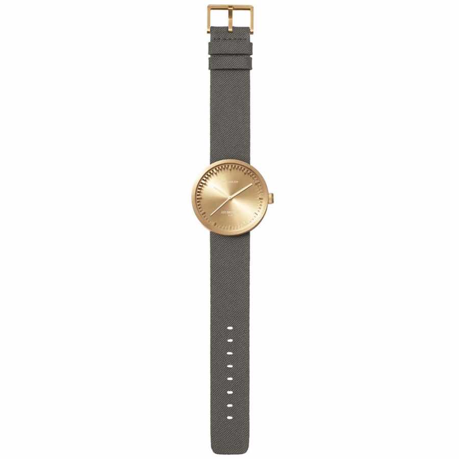 LEFF Amsterdam Tube Wrist Watch D42 - Brass With Grey Cordura Strap 42mm