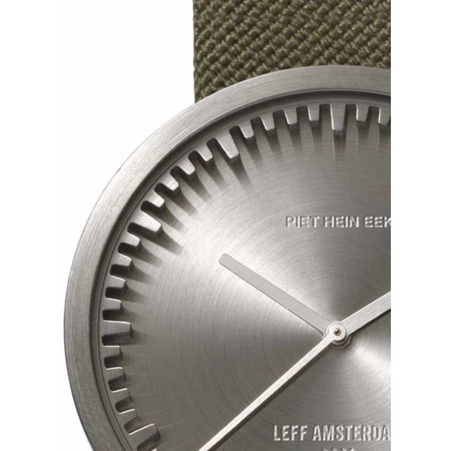 LEFF Amsterdam Tube Wrist Watch D38 - Steel With Green Cordura Strap 38mm