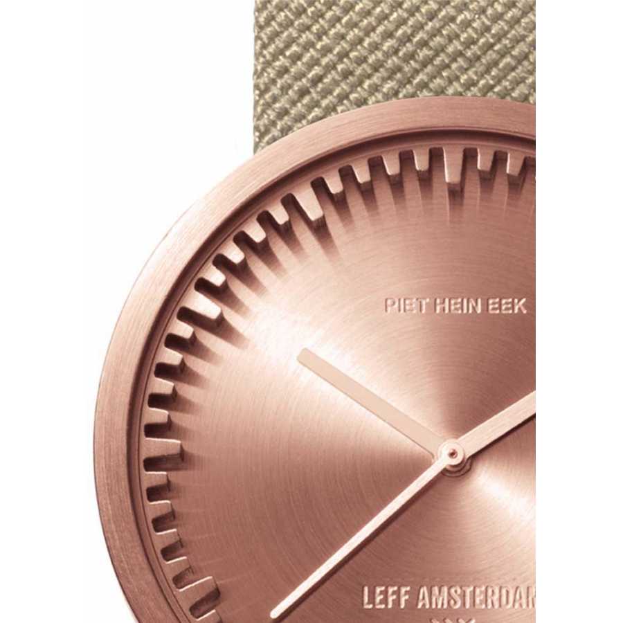 LEFF Amsterdam Tube Wrist Watch D38 - Rose Gold With Sand Cordura Strap 38mm