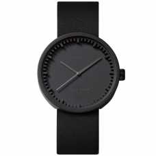 LEFF Amsterdam Tube Wristwatch D42 - Matte Black With Black Leather Strap 42mm