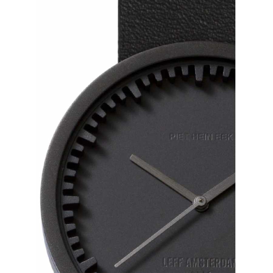 LEFF Amsterdam Tube Wrist Watch D42 - Matte Black With Black Leather Strap 42mm
