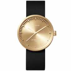 LEFF Amsterdam Tube Wristwatch D42 - Brass With Black Leather Strap 42mm