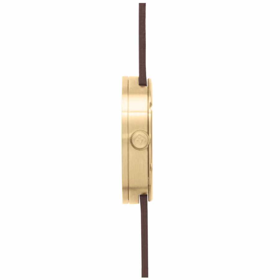 LEFF Amsterdam Tube Wrist Watch D38 - Brass With Brown Leather Strap 38mm