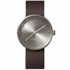 LEFF Amsterdam Tube Wristwatch D38 - Steel With Brown Leather Strap 38mm