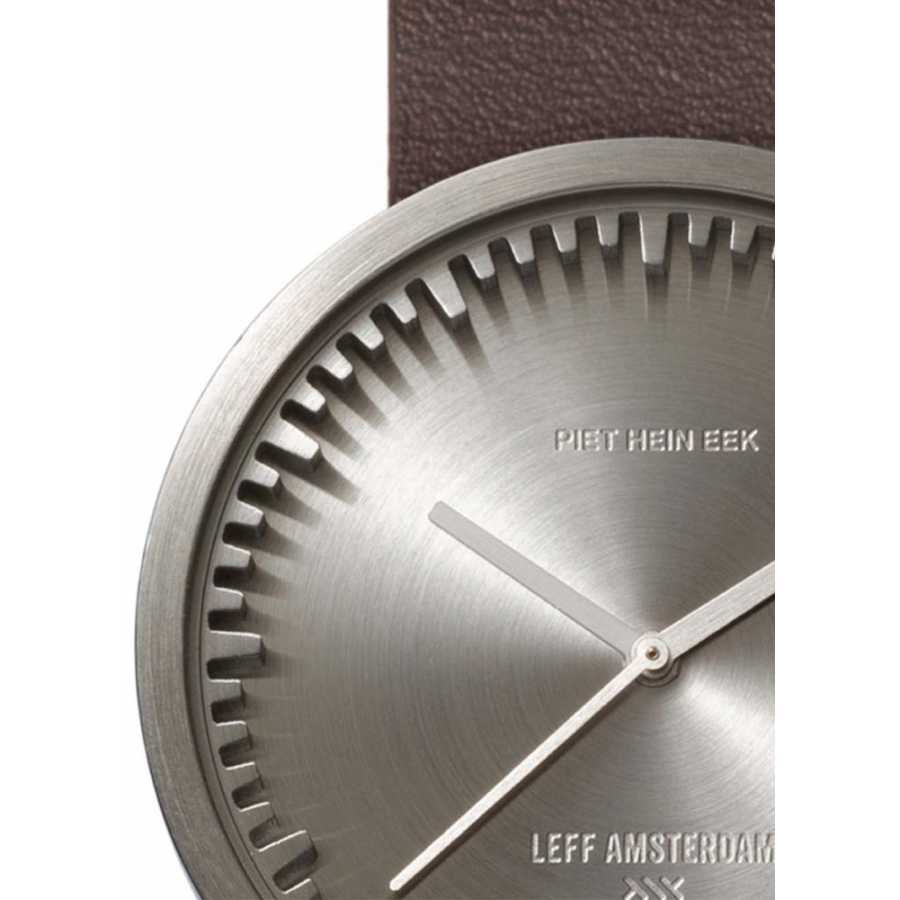 LEFF Amsterdam Tube Wrist Watch D38 - Steel With Brown Leather Strap 38mm