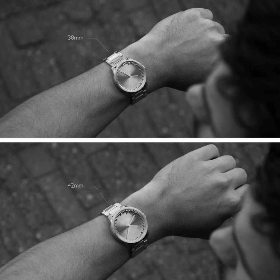 LEFF Amsterdam Tube Wrist Watch S42 - Matte Black 42mm - Size Guide - Men