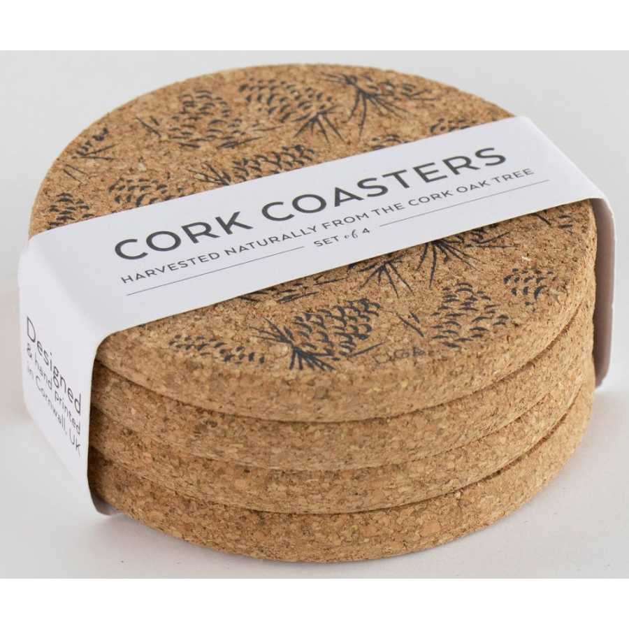 LIGA Cork Pinecones Coasters - Set of 4 - Grey