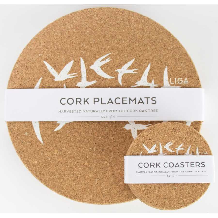LIGA Cork Swallows Coasters - Set of 4 - White