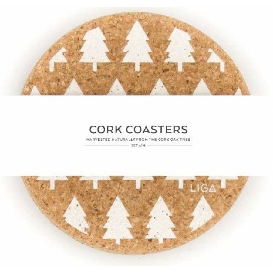LIGA Cork Trees Coasters - Set of 4 - White