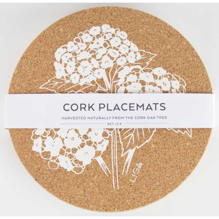 LIGA Cork Hydrangea Placemats - Set of 4