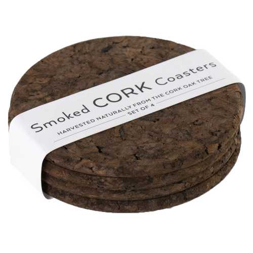LIGA Smoked Cork Round Coasters - Set of 4