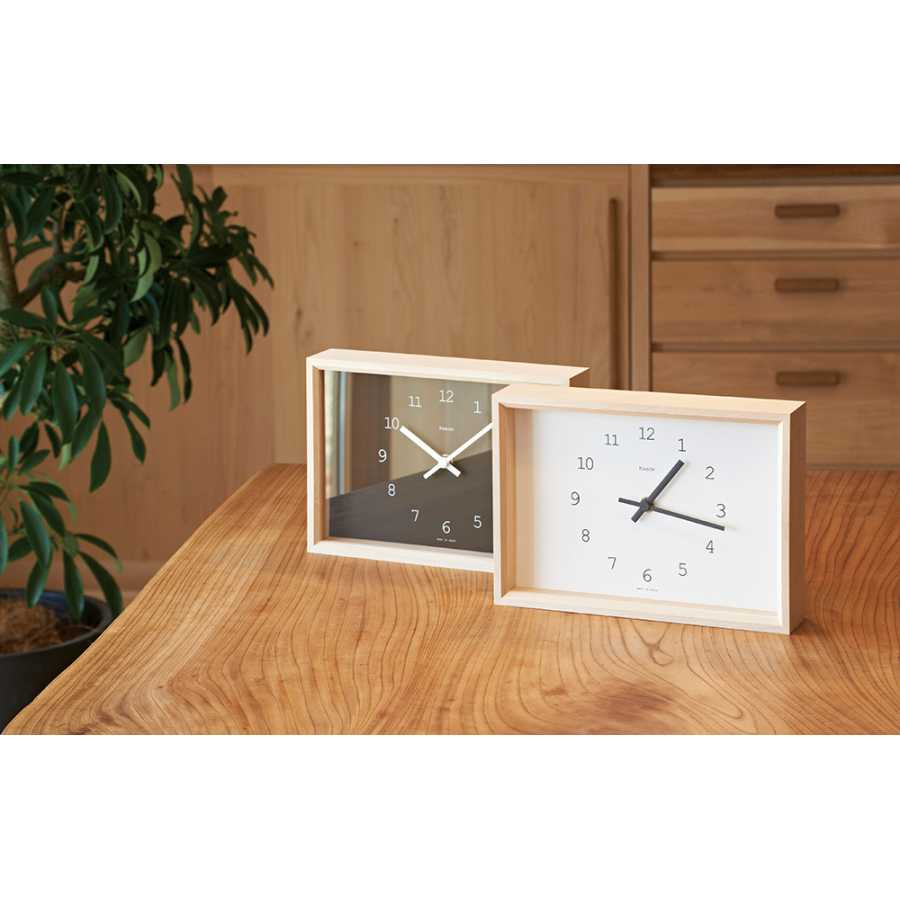 Lemnos Kaede Table Clock - White & Brown