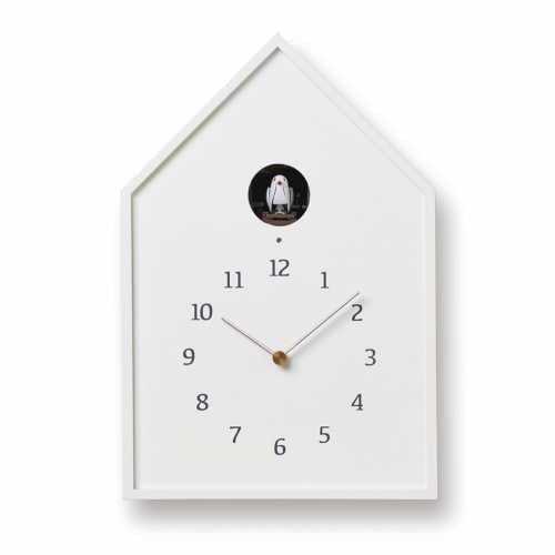 Lemnos Birdhouse Cuckoo Wall Clock - White