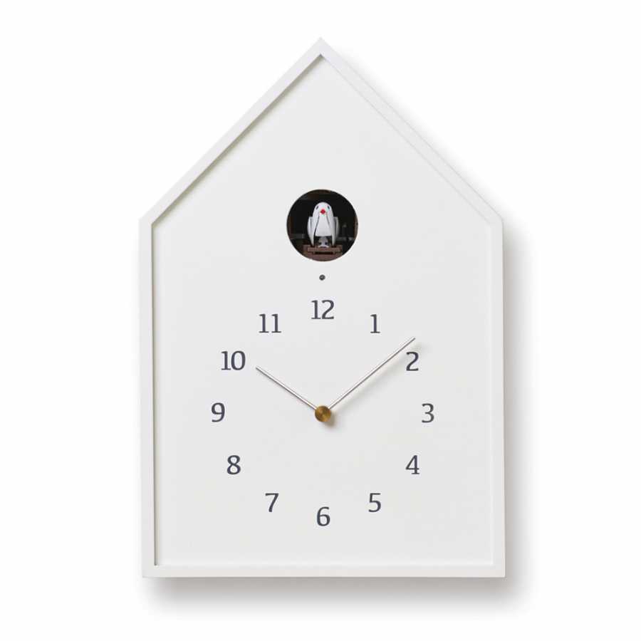 Lemnos Birdhouse Clock - White