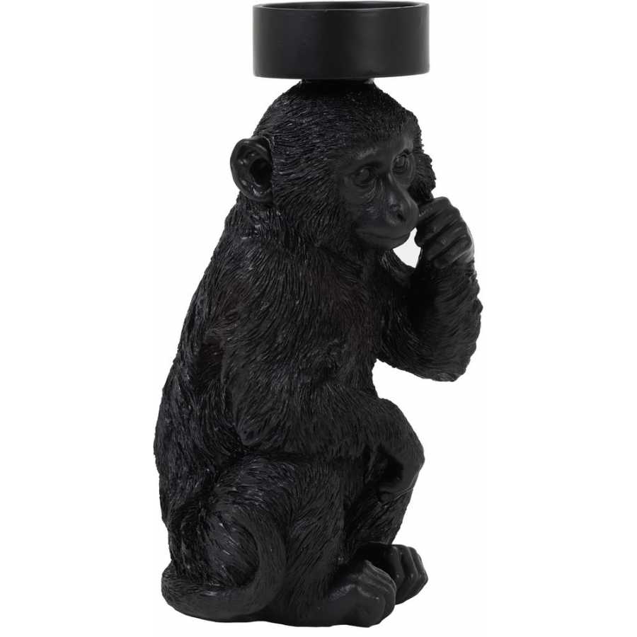 Light and Living Monkey Candle Holder - Black