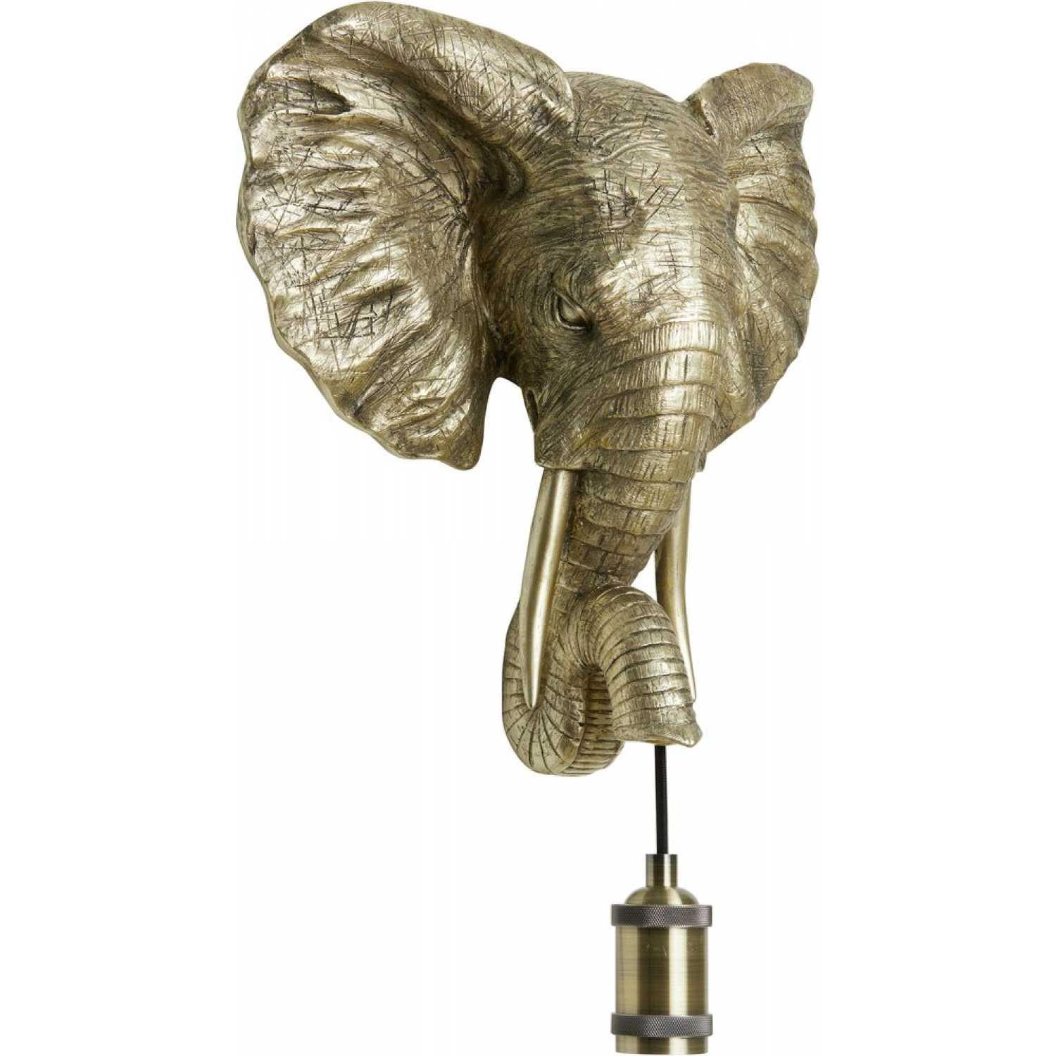 Light and Living Gold Colour Elephant Wall Light | Golden Elephant Head ...